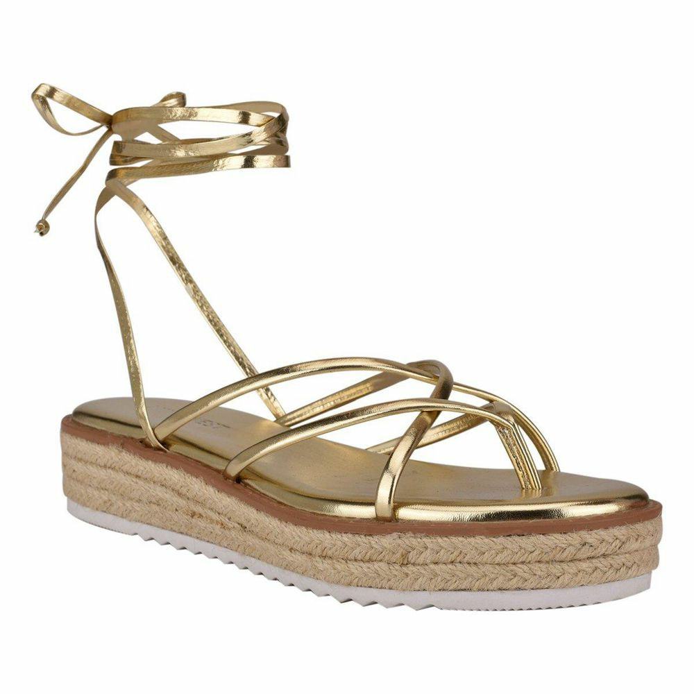 Nine West Candid Ankle Wrap Heeled Sandals - Gold - Ireland (UD4217063)